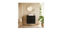 Ensemble VANO 50cm : meuble sous vasque à tiroirs, plan pour vasque noir mat mis en situation