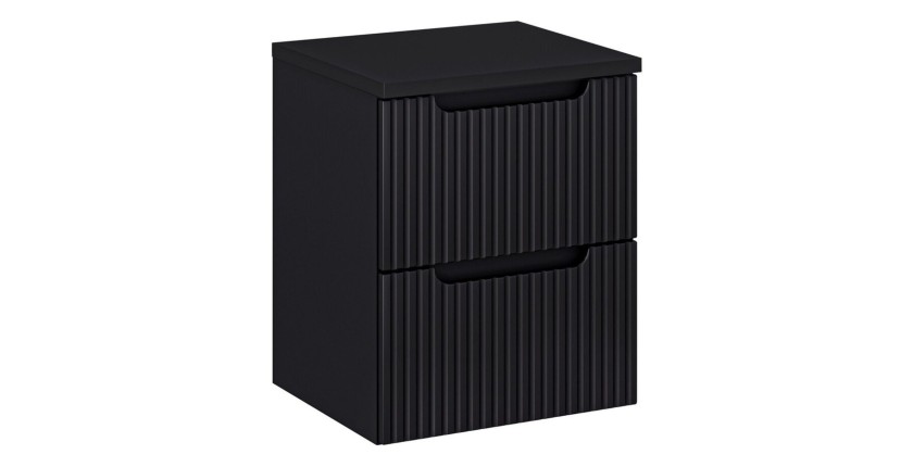 Ensemble VANO 50cm : meuble sous vasque à tiroirs, plan pour vasque noir mat