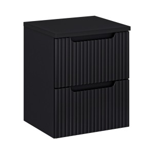 Ensemble VANO 50cm : meuble sous vasque à tiroirs, plan pour vasque noir mat