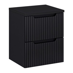 Ensemble VANO 50cm : meuble sous vasque à tiroirs, plan pour vasque noir mat