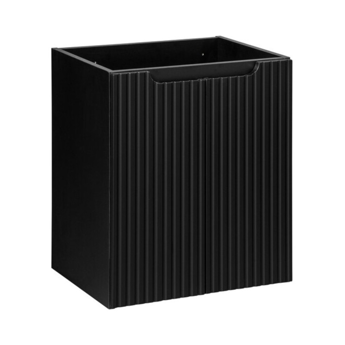 Meuble sous vasque à placards rainuré noir mat VANO 50cm