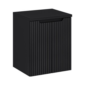 Ensemble VANO 50cm : meuble sous vasque 2 portes, plan pour vasque noir mat