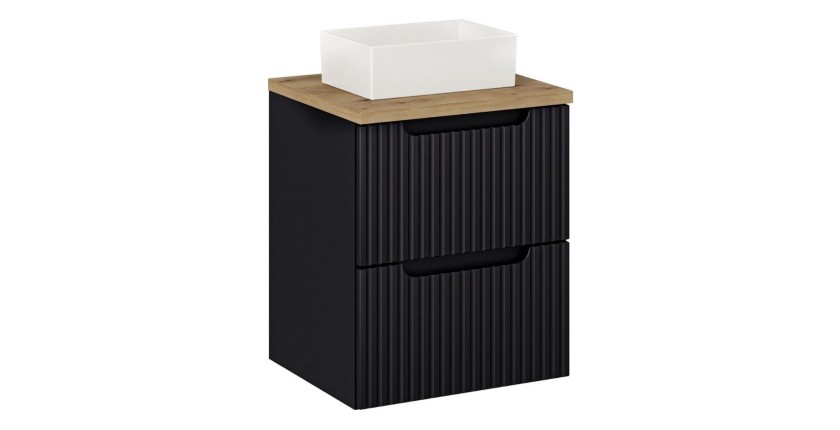 Ensemble VANO 50cm : meuble sous vasque à tiroirs, plan pour vasque, vasque à poser