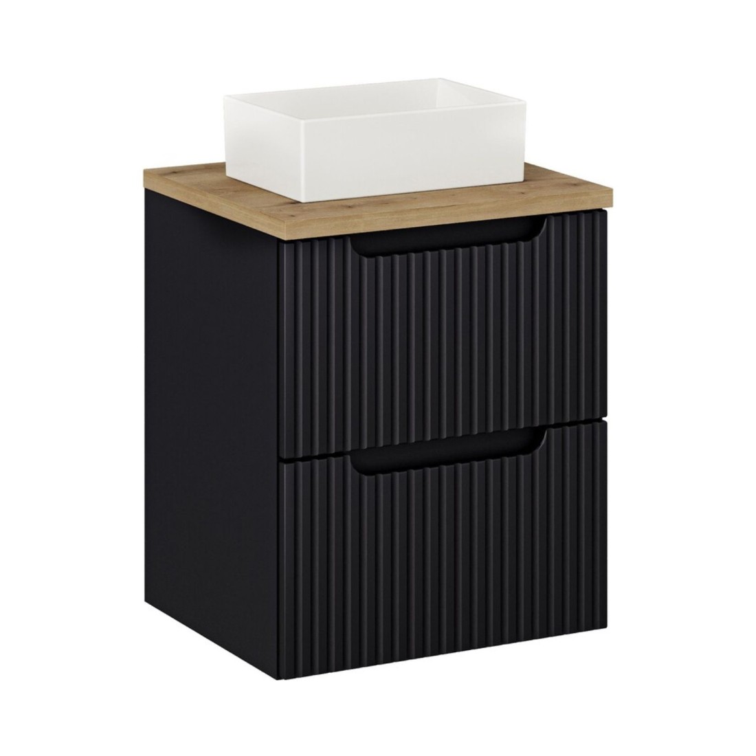 Ensemble VANO 50cm : meuble sous vasque à tiroirs, plan pour vasque, vasque à poser