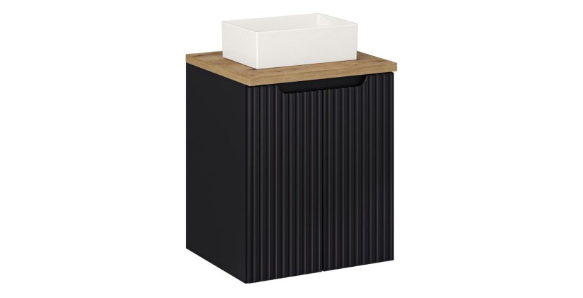 Ensemble VANO 50cm : meuble sous vasque 2 portes, plan pour vasque et vasque à poser