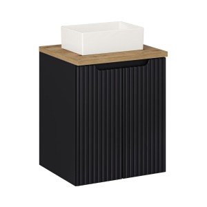 Ensemble VANO 50cm : meuble sous vasque 2 portes, plan pour vasque et vasque à poser