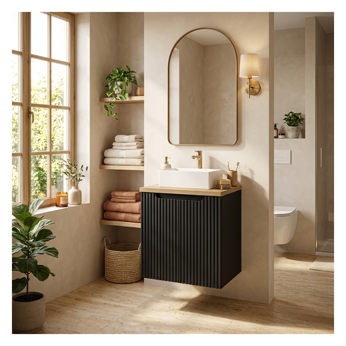 Meuble Sous Vasque Placards VANO 50 Cm Noir Mat Avec Plan Pour Vasque Meuble Sous Vasque Placards VANO 50 Cm Noir Mat Avec Plan Pour Vasque