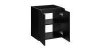 Meuble sous vasque à placards rainuré noir mat VANO 50cm ouvert