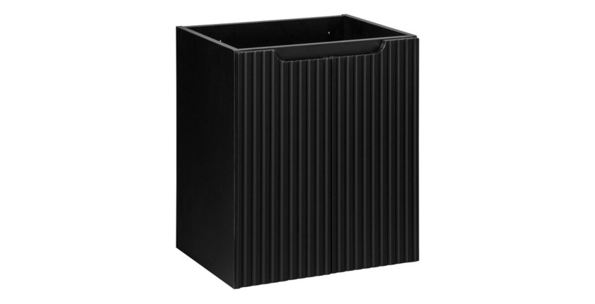 Meuble sous vasque 2 portes rainurés noir mat