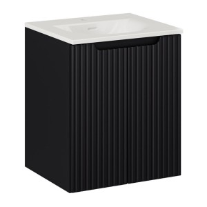 Ensemble VANO 50cm : meuble sous vasque 2 portes, vasque encastrée blanche