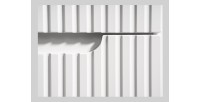 Zoom sur les détails rainurés des meubles de salle de bain VANO