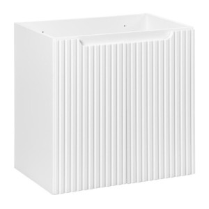 Ensemble VANO blanc 170cm : meubles sous vasque avec niches visibles à tiroirs et placards + deux vasques à poser rainurées + co