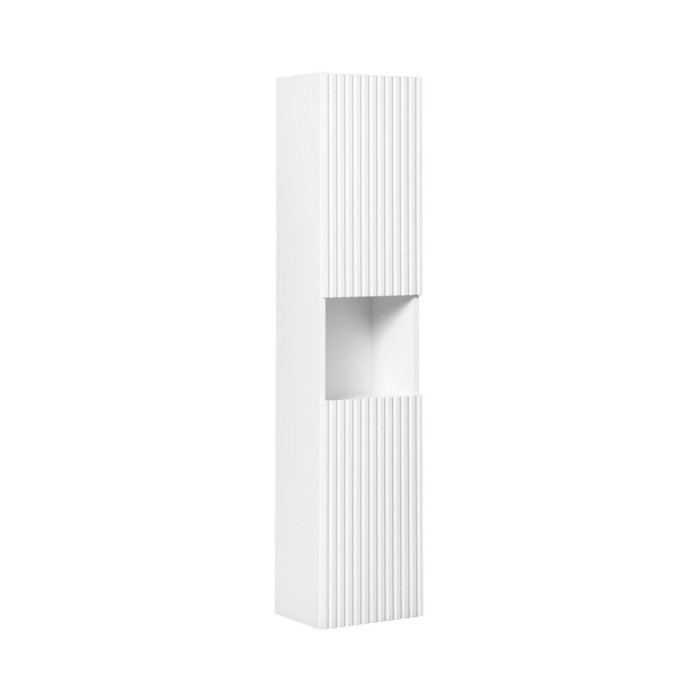 Insieme VANO bianco 170cm: mobili sotto lavabo con cassetti e armadietti + due lavabi da appoggio scanalati + colonna
