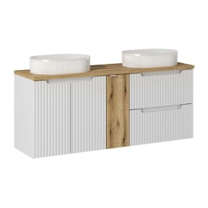 Ensemble VANO 140cm : meubles sous vasque, niches fermées, plan pour vasque et vasques à poser