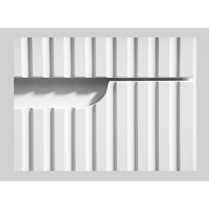 Ensemble VANO blanc 120cm : meubles sous vasque à tiroirs et placards + plan pour vasque + deux vasques à poser rainurées