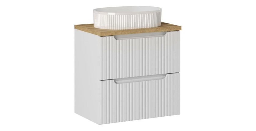 Ensemble VANO 60cm : meuble sous vasque à tiroirs, plan pour vasque et vasque à poser