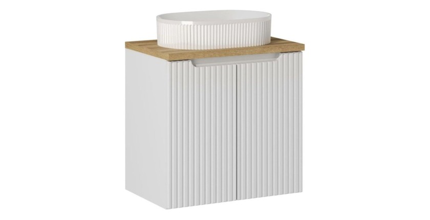 Ensemble VANO 60cm : meuble sous vasque à placards, plan pour vasque et vasque à poser