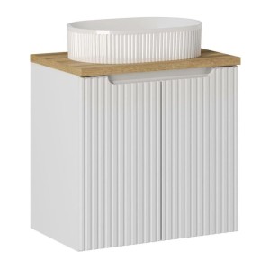 Ensemble VANO 60cm : meuble sous vasque à placards, plan pour vasque et vasque à poser