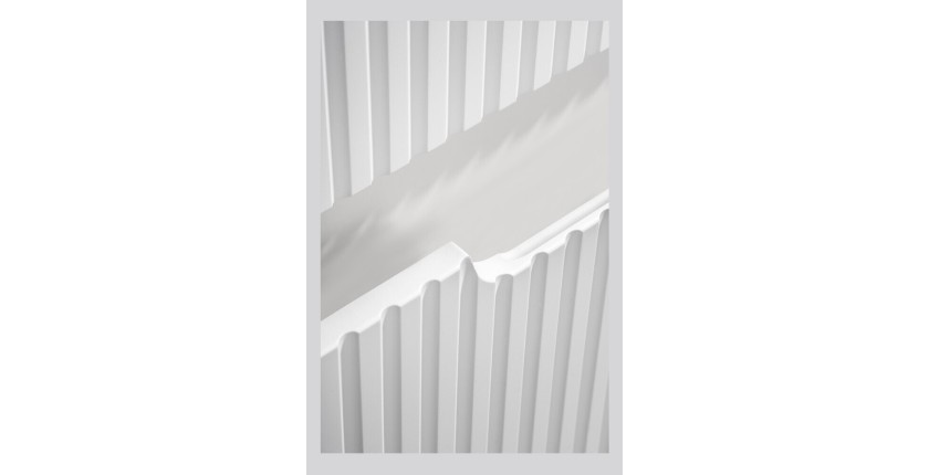 VANO set wit 60cm: onderkast met laden + blanke wastafelblad + geribbelde opbouwwastafel wit