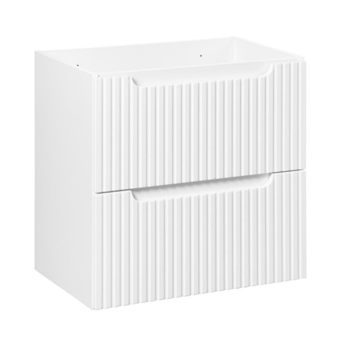 Conjunto de baño suspendido VANO blanco 60cm: mueble bajo lavabo con cajones ranurados + encimera para lavabo blanco