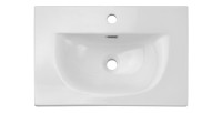 Ensemble de salle de bain suspendu VANO blanc 60cm : meuble sous vasque à placards rainuré + vasque encastrée blanche