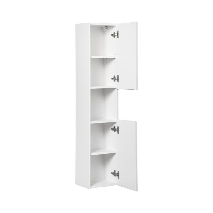Insieme VANO bianco 110cm: mobile sotto lavabo con armadietti + piano per lavabo + lavabo da appoggio scanalato bianco + colonna