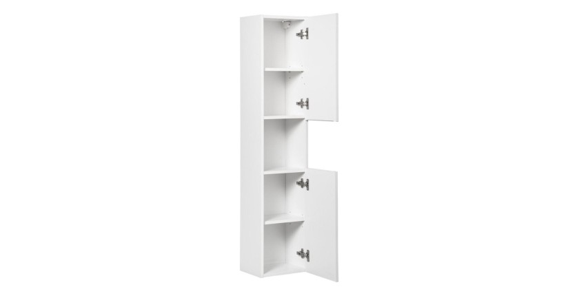 Ensemble VANO blanc 110cm : meuble sous vasque à placards + plan pour vasque + vasque à poser rainurée blanche + colonne