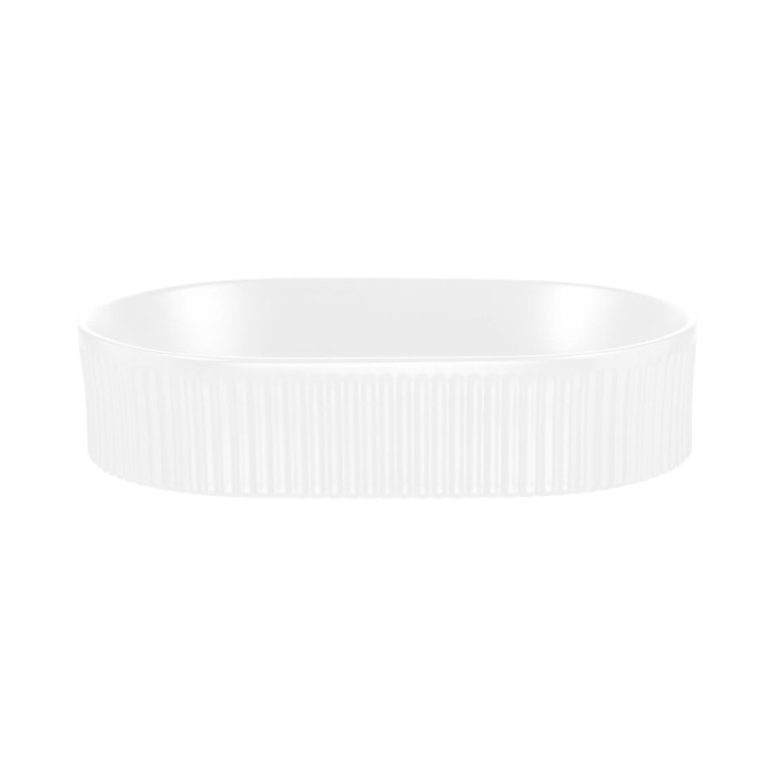 Insieme VANO bianco 110cm: mobile sotto lavabo con armadietti + piano per lavabo + lavabo da appoggio scanalato bianco + colonna