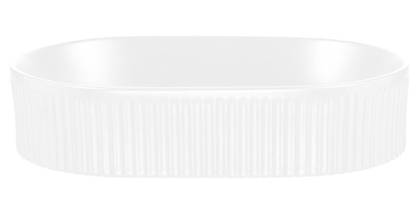 Ensemble VANO blanc 110cm : meuble sous vasque à placards + plan pour vasque + vasque à poser rainurée blanche + colonne