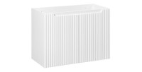 Ensemble VANO blanc 110cm : meuble sous vasque à placards + plan pour vasque + vasque à poser rainurée blanche + colonne