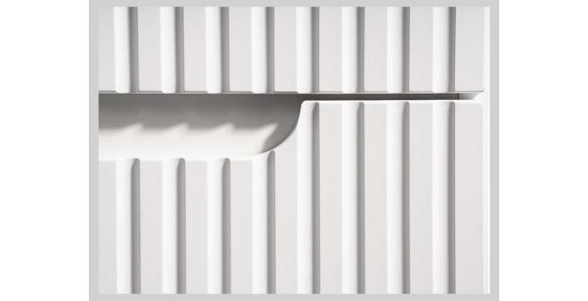 Ensemble de salle de bain VANO blanc 80cm : meuble sous vasque à tiroirs rainuré + plan pour vasque aspect chêne clair