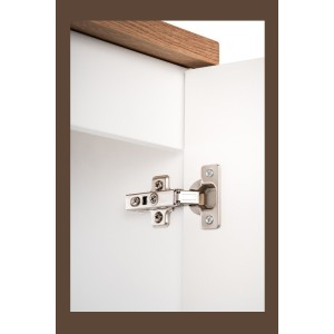 Ensemble de salle de bain VANO blanc 80cm : meuble sous vasque à placards rainuré + plan pour vasque aspect chêne clair