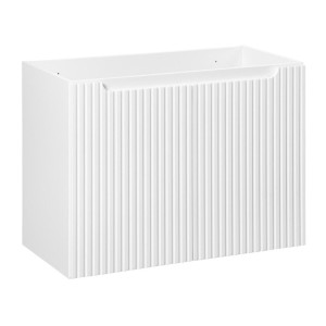 VANO set wit 80cm: onderkast met kastdeuren + witte wastafelblad + geribbelde opzetwastafel wit