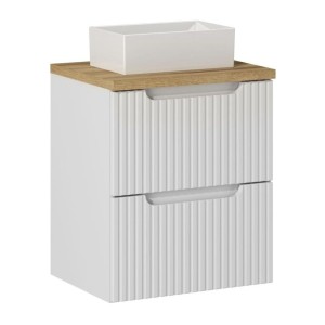 Ensemble VANO 50cm : meuble sous vasque à tiroirs, plan pour vasque et vasque à poser rectangle