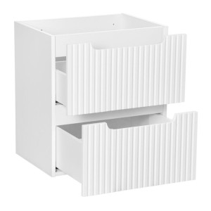 Meuble sous vasque à tiroirs rainuré blanc alpin VANO 50cm ouvert