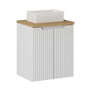 Ensemble VANO 50cm : meuble sous vasque à placards, plan pour vasque et vasque à poser rectangle