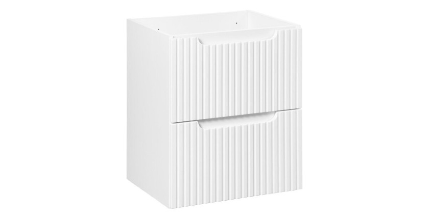 Meuble sous vasque à tiroirs rainuré blanc alpin VANO 50cm