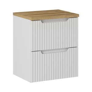 Ensemble VANO 50cm : meuble sous vasque à tiroirs et plan pour vasque aspect chêne clair