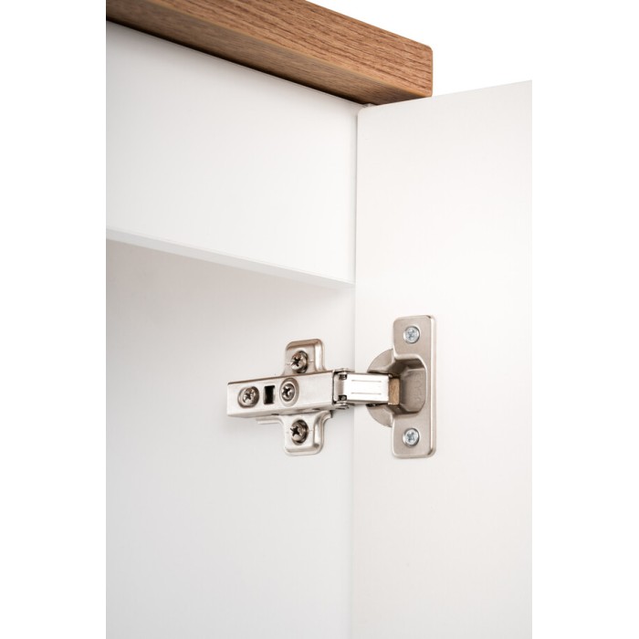 Badezimmer-Set VANO weiß 50cm: Unterschrank mit gerillten Türen + Waschtischplatte in heller Eichenoptik