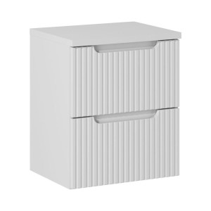 Ensemble VANO 50cm blanc alpin : meuble sous vasque à tiroirs et plan pour vasque