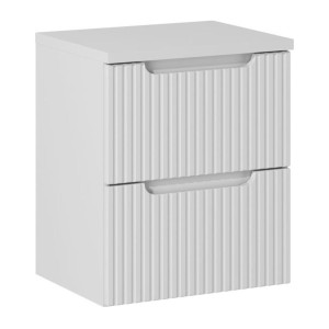 Ensemble VANO 50cm blanc alpin : meuble sous vasque à tiroirs et plan pour vasque