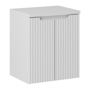 Ensemble VANO 50cm : meuble sous vasque à placards et plan pour vasque blanc alpin