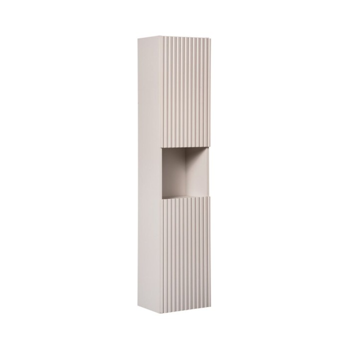 Insieme VANO cachemire e quercia 150cm: mobili sotto lavabo con cassetti e armadietti + lavabi da appoggio bianchi scanalati + c