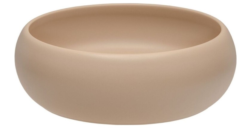 Ensemble VANO cachemire et blanc 60cm : meuble sous vasque à tiroirs + plan pour vasque + vasque à poser marron cappuccino