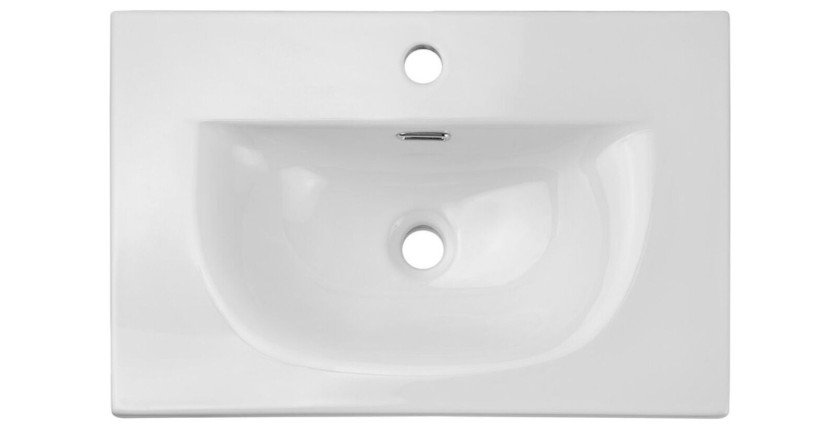 Badezimmer-Set VANO Cashmere und Weiß 60cm: Unterschrank mit vertikal genuteten Schubladen + eingelassenes Waschbecken