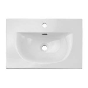 Badezimmer-Set VANO Kaschmir und Weiß 60cm: Unterschrank mit vertikal gerillten Türen + eingelassenes Waschbecken