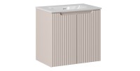 Badezimmer-Set VANO Kaschmir und Weiß 60cm: Unterschrank mit vertikal gerillten Türen + eingelassenes Waschbecken