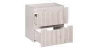 Meuble sous vasque à tiroirs rainuré coloris cachemire VANO 60cm ouvert