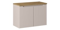 Badkamermeubelset VANO cashmere en eiken 80cm: onderkast met verticaal gegroefde deurtjes + blad voor wastafel