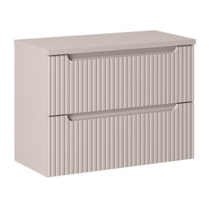 Ensemble VANO cachemire 80cm : meuble sous vasque à tiroirs et plan pour vasque